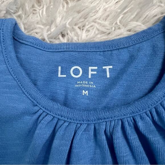 Loft Light Blue Ruffle Trim Sleeveless Shirt Size M - Picture 4 of 7